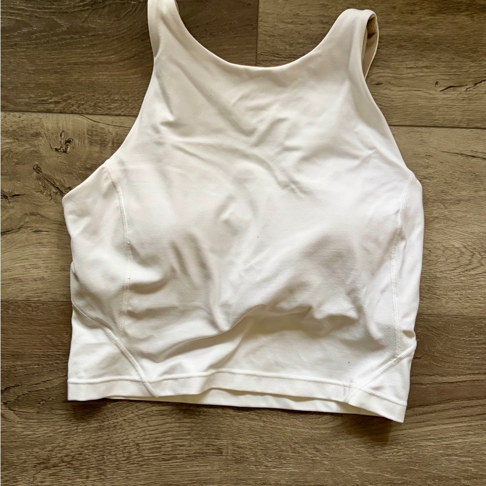 Lululemon White Racerback Cropped Tank Top